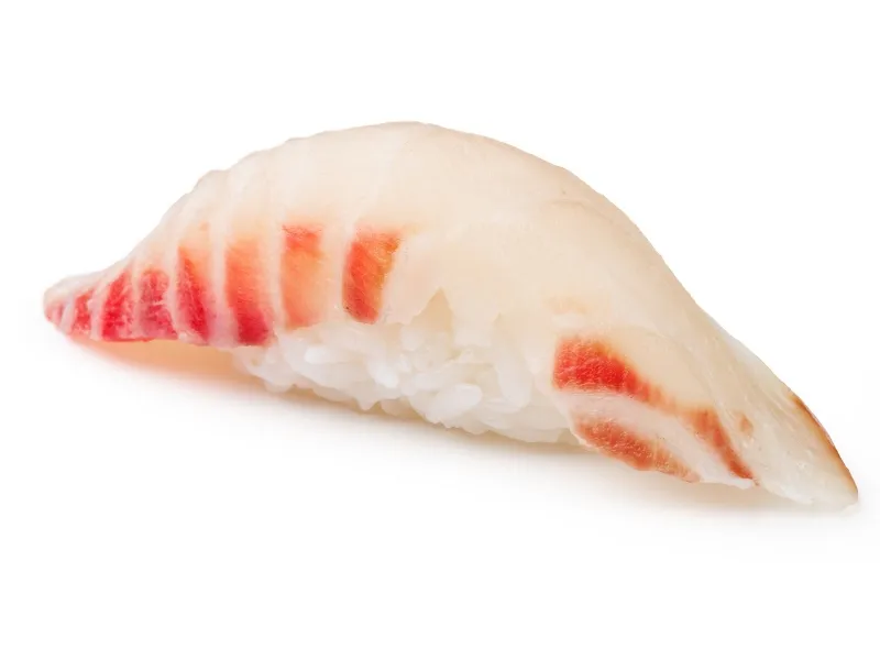 Sea bream nigiri sushi with seasoned rice at Ai Sushi, Japanese Restaurant in Miami Beach