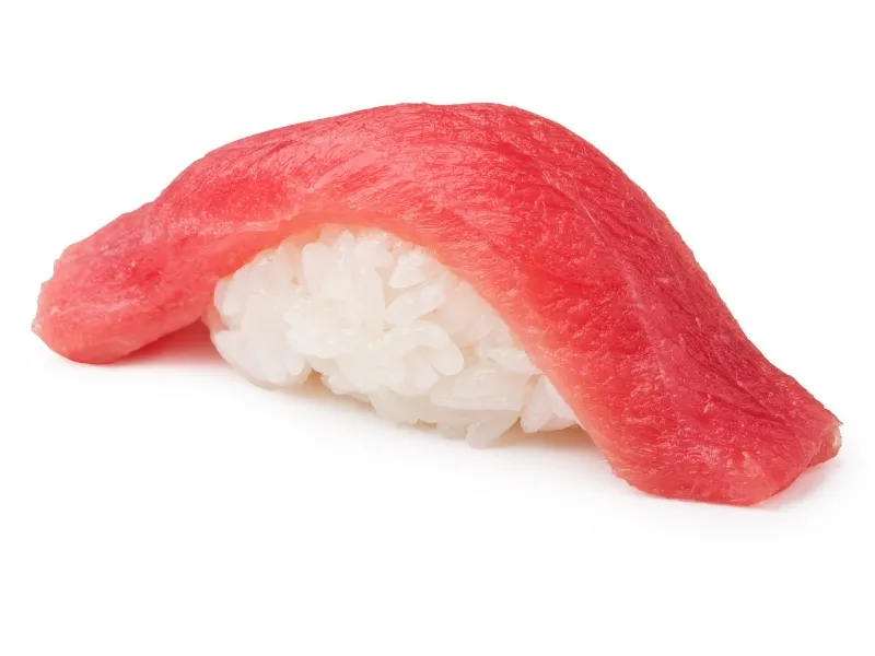 Tuna nigiri sushi with vinegared rice at Ai Sushi, Japanese Restaurant in Miami Beach